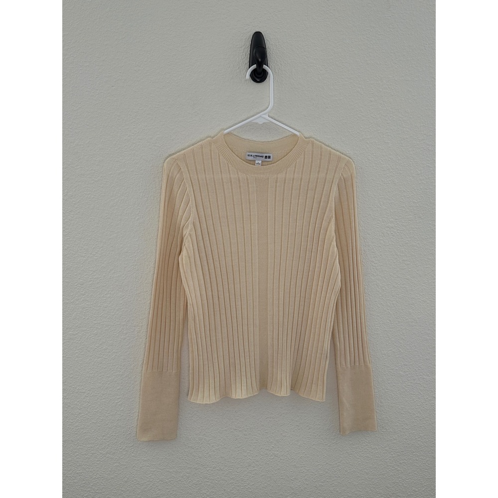 Uniqlo Ines De La Fressange Cream Striped Wool Blend Crewneck Sweater Large